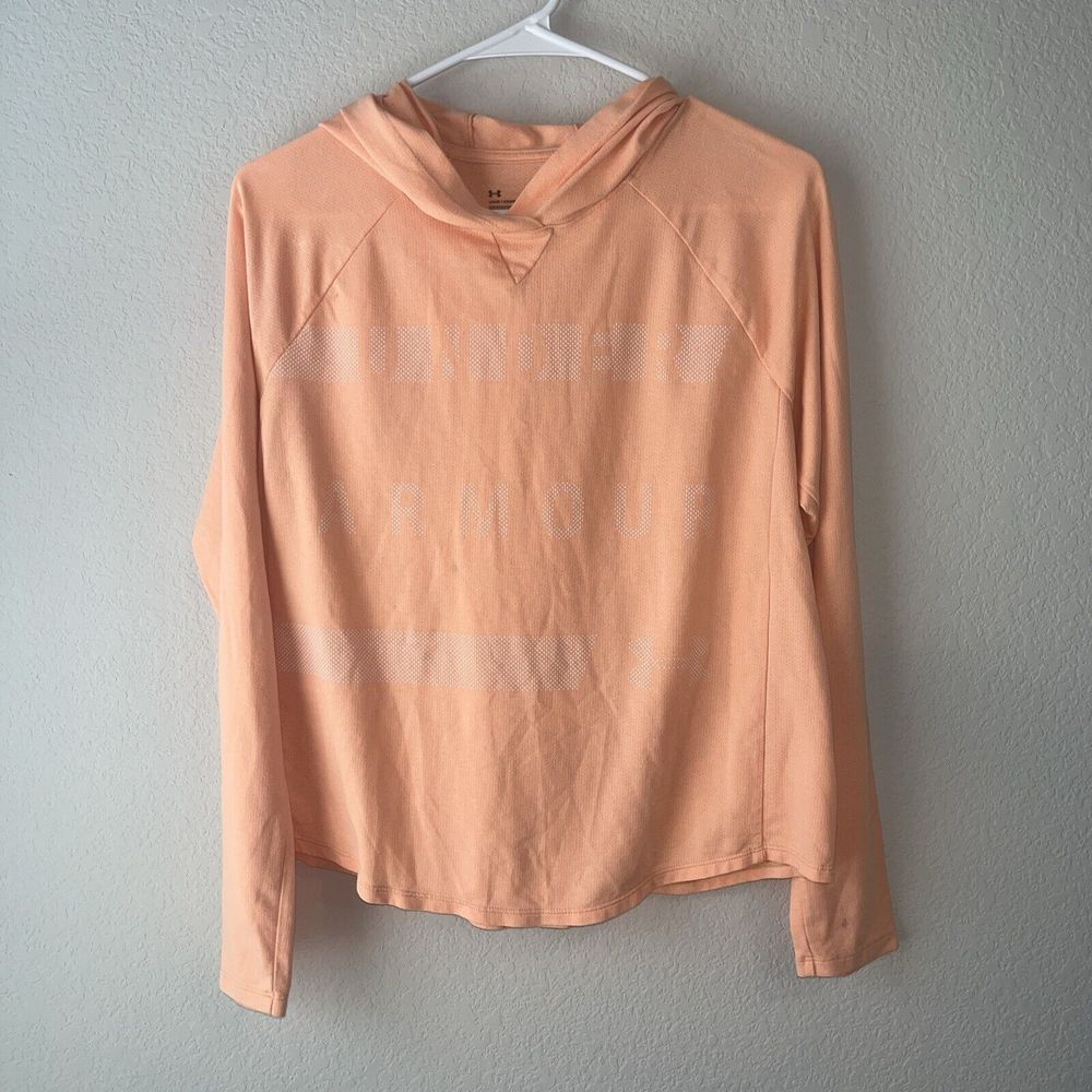 Under Armour Loose Small Peach Hoodie Logo pullover heat gear